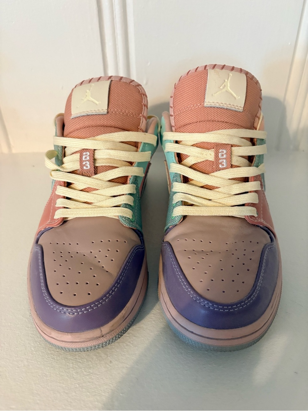 Jordan Women’s Low-Top Sneakers in Pink, Purple, Cream, Teal